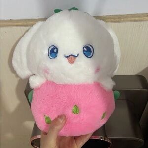Plush Strawberry Bunny Toy - White and Pink
